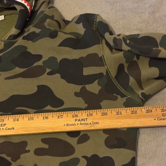 A Bathing Ape BAPE Shark Full Zip Hoodie Green Camo XL Authentic Japan - Picture 7 of 9